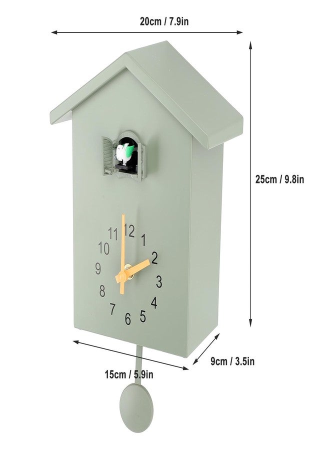 CHEOTIME Cuckoo Wall Clock, Cuckoo Bird Voice Call Nordic Style Bird House Pendulum Wall Clock Birdhouse Clock Timed Alarm Clock for Office Bedroom Living Room (Green, Approx. 20x25x9cm / 7.9x9.8x3.5in) - Image 2